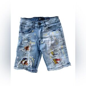 Waimea Size 8 Skinny Fit Paint Splatter Jean Shorts